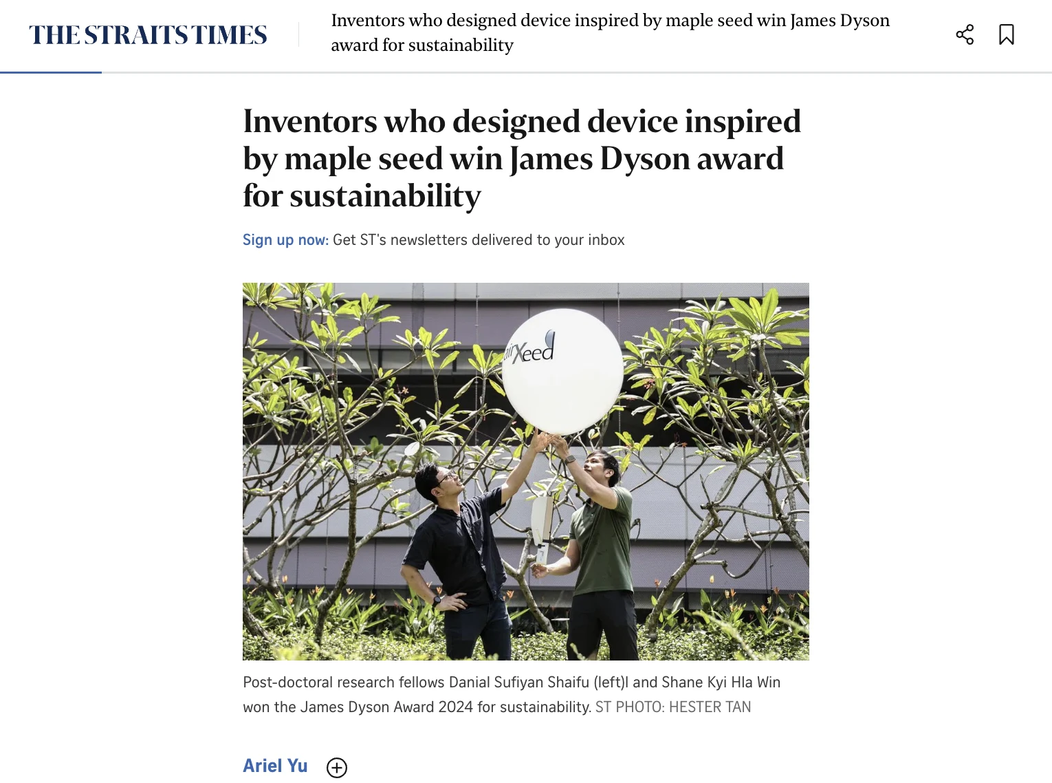 The Straits Times feature about airXeed
